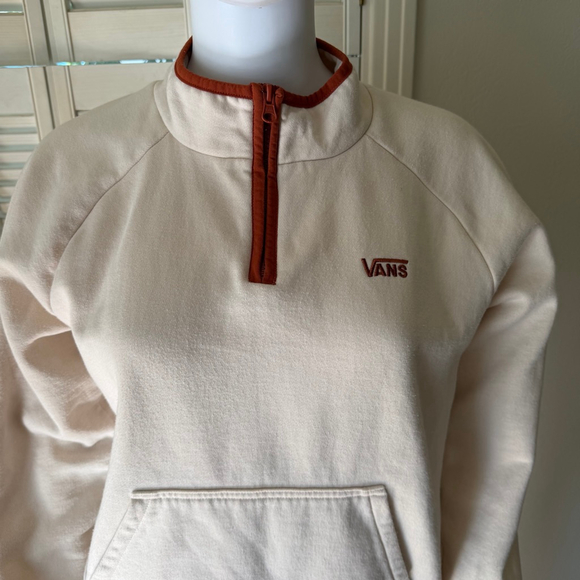 Vans Beige Rust Quarter Zip Fleece Sweatshirt S - Picture 2 of 5